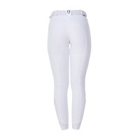 Pantalón de equitación para mujer Equestro x FISE con grip en las rodillas Blanco