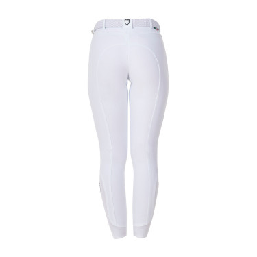 Pantalón de equitación para mujer Equestro x FISE con grip en las rodillas Blanco