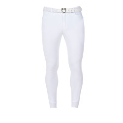 Pantalón de equitación hombre Equestro x FISE full grip Blanco