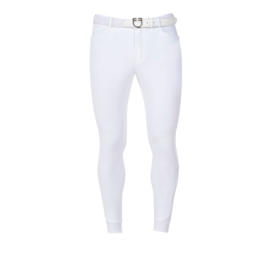 Pantalón de equitación hombre Equestro x FISE full grip Blanco