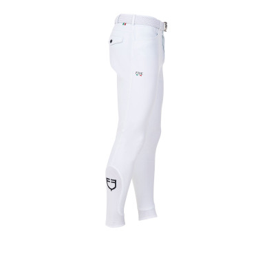 Pantalón de equitación hombre Equestro x FISE full grip Blanco