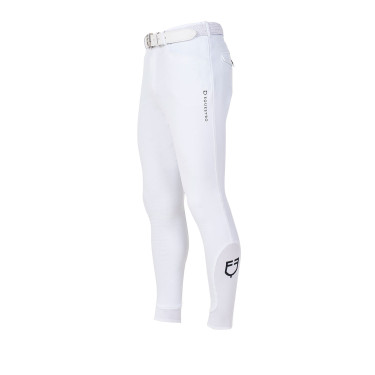 Pantalón de equitación hombre Equestro x FISE full grip Blanco