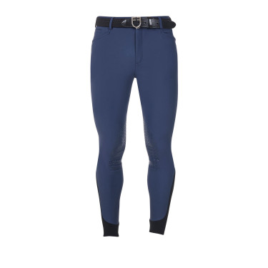 Pantalón de equitación para hombre Equestro x FISE con grip en las rodillas Americana marina Azul marino