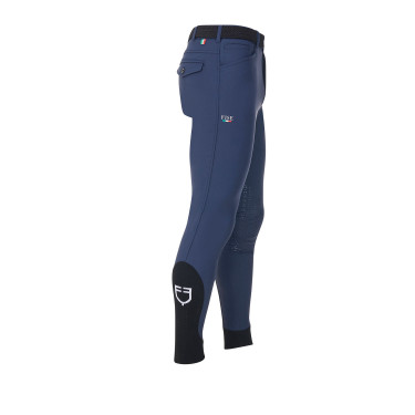 Pantalón de equitación para hombre Equestro x FISE con grip en las rodillas Americana marina Azul marino
