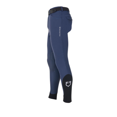 Pantalón de equitación para hombre Equestro x FISE con grip en las rodillas Americana marina Azul marino