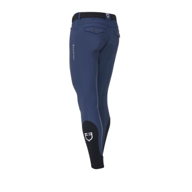 Pantalón de equitación para hombre Equestro x FISE con grip en las rodillas Americana marina Azul marino