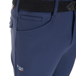 Pantalón de equitación para hombre Equestro x FISE con grip en las rodillas Americana marina Azul marino