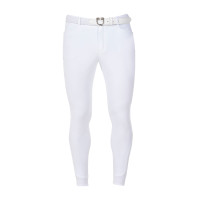 Pantalón de equitación para hombre Equestro x FISE con grip en las rodillas Blanco Pantalón de equitación para hombre Equestro x FISE con grip en las rodillas Blanco