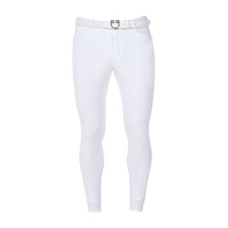 Pantalón de equitación para hombre Equestro x FISE con grip en las rodillas Blanco Pantalón de equitación para hombre Equestro x FISE con grip en las rodillas Blanco