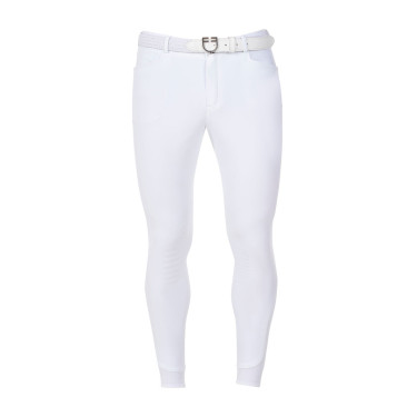 Pantalón de equitación para hombre Equestro x FISE con grip en las rodillas Blanco Pantalón de equitación para hombre Equestro x FISE con grip en las rodillas Blanco