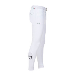 Pantalón de equitación para hombre Equestro x FISE con grip en las rodillas Blanco Pantalón de equitación para hombre Equestro x FISE con grip en las rodillas Blanco