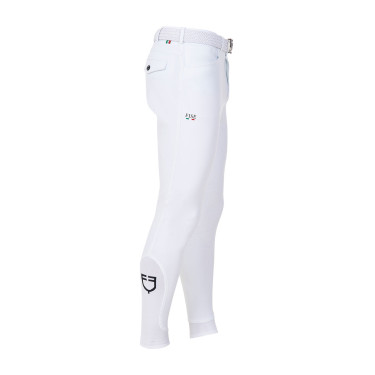 Pantalón de equitación para hombre Equestro x FISE con grip en las rodillas Blanco Pantalón de equitación para hombre Equestro x FISE con grip en las rodillas Blanco