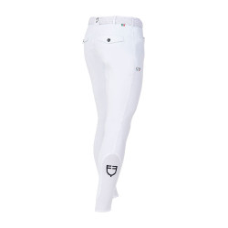 Pantalón de equitación para hombre Equestro x FISE con grip en las rodillas Blanco Pantalón de equitación para hombre Equestro x FISE con grip en las rodillas Blanco