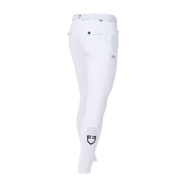 Pantalón de equitación para hombre Equestro x FISE con grip en las rodillas Blanco Pantalón de equitación para hombre Equestro x FISE con grip en las rodillas Blanco