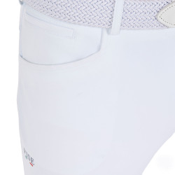 Pantalón de equitación para hombre Equestro x FISE con grip en las rodillas Blanco Pantalón de equitación para hombre Equestro x FISE con grip en las rodillas Blanco