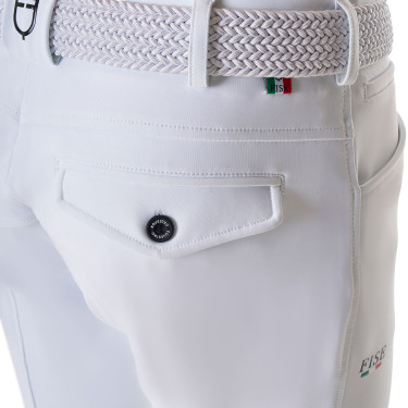 Pantalón de equitación para hombre Equestro x FISE con grip en las rodillas Blanco Pantalón de equitación para hombre Equestro x FISE con grip en las rodillas Blanco
