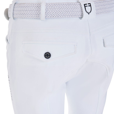 Pantalón de equitación para hombre Equestro x FISE con grip en las rodillas Blanco Pantalón de equitación para hombre Equestro x FISE con grip en las rodillas Blanco