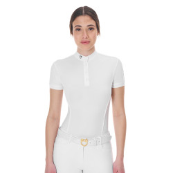Polo body de concurso Equestro mujer manga corta Blanco