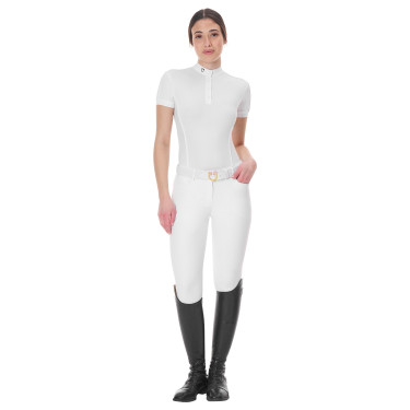 Polo body de concurso Equestro mujer manga corta Blanco