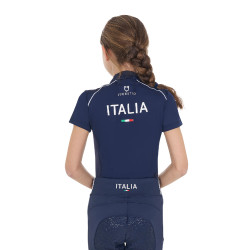 Polo de entrenamiento Equestro x FISE de manga corta para niño unisex Americana marina Azul marino