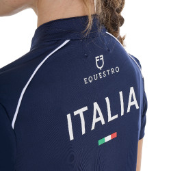 Polo de entrenamiento Equestro x FISE de manga corta para niño unisex Americana marina Azul marino