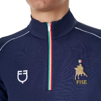 Polo de entrenamiento para hombre Equestro x FISE con cremallera bandera italiana de manga corta Americana marina Azul marino