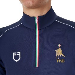 Polo de entrenamiento para hombre Equestro x FISE con cremallera bandera italiana de manga corta Americana marina Azul marino