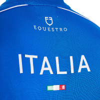 Polo de entrenamiento para hombre Equestro x FISE con cremallera bandera italiana de manga corta Azul de Savoie