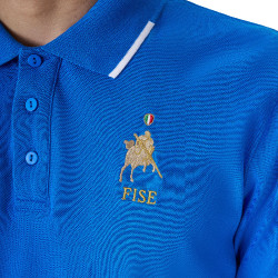 Polo de entrenamiento para hombre Equestro x FISE de tres botones y manga corta Azul de Savoie