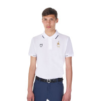 Polo de entrenamiento para hombre Equestro x FISE de tres botones y manga corta Blanco