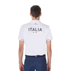 Polo de entrenamiento para hombre Equestro x FISE de tres botones y manga corta Blanco Polo de entrenamiento para hombre Equestro x FISE de tres botones y manga corta Blanco