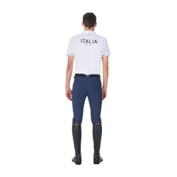 Polo de entrenamiento para hombre Equestro x FISE de tres botones y manga corta Blanco Polo de entrenamiento para hombre Equestro x FISE de tres botones y manga corta Blanco