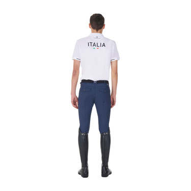 Polo de entrenamiento para hombre Equestro x FISE de tres botones y manga corta Blanco Polo de entrenamiento para hombre Equestro x FISE de tres botones y manga corta Blanco