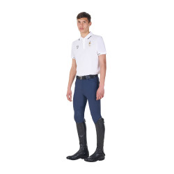Polo de entrenamiento para hombre Equestro x FISE de tres botones y manga corta Blanco Polo de entrenamiento para hombre Equestro x FISE de tres botones y manga corta Blanco