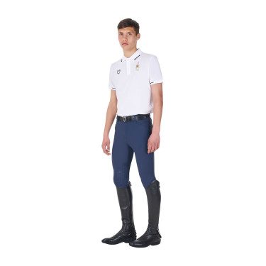 Polo de entrenamiento para hombre Equestro x FISE de tres botones y manga corta Blanco Polo de entrenamiento para hombre Equestro x FISE de tres botones y manga corta Blanco