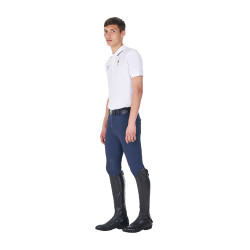 Polo de entrenamiento para hombre Equestro x FISE de tres botones y manga corta Blanco Polo de entrenamiento para hombre Equestro x FISE de tres botones y manga corta Blanco