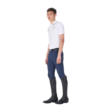 Polo de entrenamiento para hombre Equestro x FISE de tres botones y manga corta Blanco Polo de entrenamiento para hombre Equestro x FISE de tres botones y manga corta Blanco