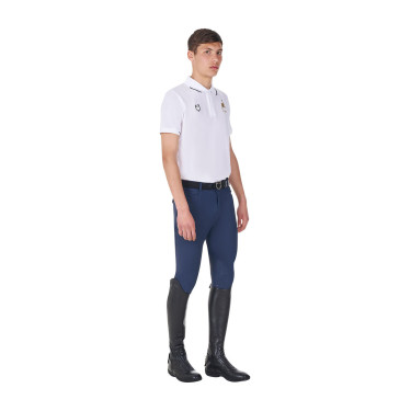 Polo de entrenamiento para hombre Equestro x FISE de tres botones y manga corta Blanco Polo de entrenamiento para hombre Equestro x FISE de tres botones y manga corta Blanco