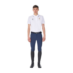 Polo de entrenamiento para hombre Equestro x FISE de tres botones y manga corta Blanco Polo de entrenamiento para hombre Equestro x FISE de tres botones y manga corta Blanco