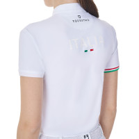 Polo de concurso Equestro x FISE para mujer, corte slim, mangas cortas Blanco