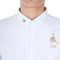Polo de concurso para hombre Equestro x FISE de manga corta Blanco