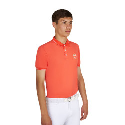 Polo de hombre de entrenamiento Equestro con detalles en contraste, manga corta Tomate cherry / blanco Rojo