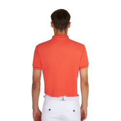 Polo de hombre de entrenamiento Equestro con detalles en contraste, manga corta Tomate cherry / blanco Rojo