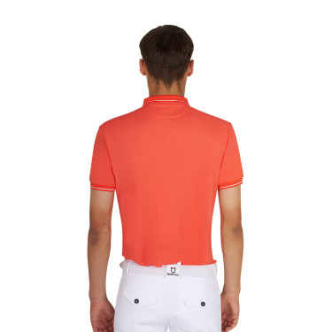 Polo de hombre de entrenamiento Equestro con detalles en contraste, manga corta Tomate cherry / blanco Rojo