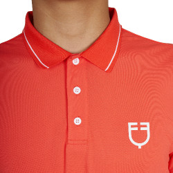 Polo de hombre de entrenamiento Equestro con detalles en contraste, manga corta Tomate cherry / blanco Rojo