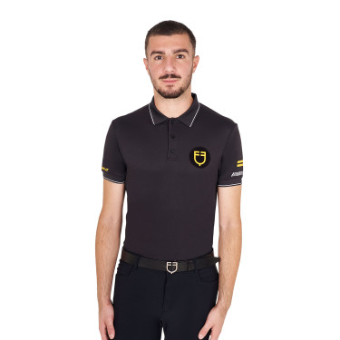 Polo hombre Equestro Scuderia de manga corta Negro