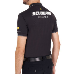 Polo hombre Equestro Scuderia de manga corta Negro