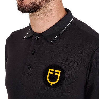 Polo hombre Equestro Scuderia de manga corta Negro