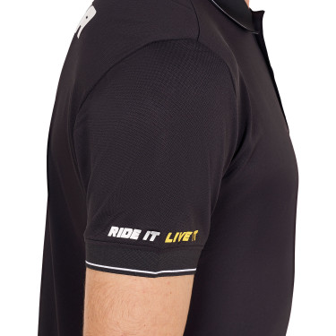 Polo hombre Equestro Scuderia de manga corta Negro