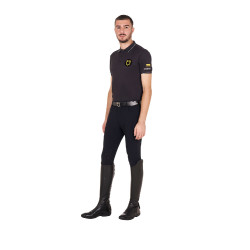 Polo hombre Equestro Scuderia de manga corta Negro
